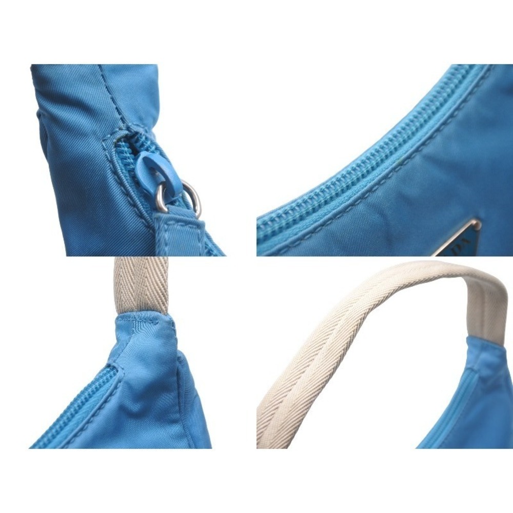 PRADA Hobo Handbag Blue Triangle Logo One Shoulder - Picture 7 of 10